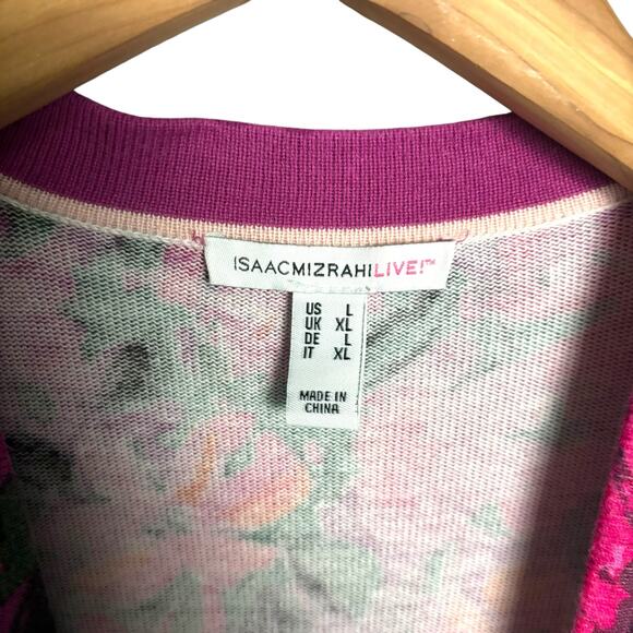 Isaac Mizrahi Women’s Pink Floral Open Front Cardigan Sweater Knit Size Large - Picture 4 of 11